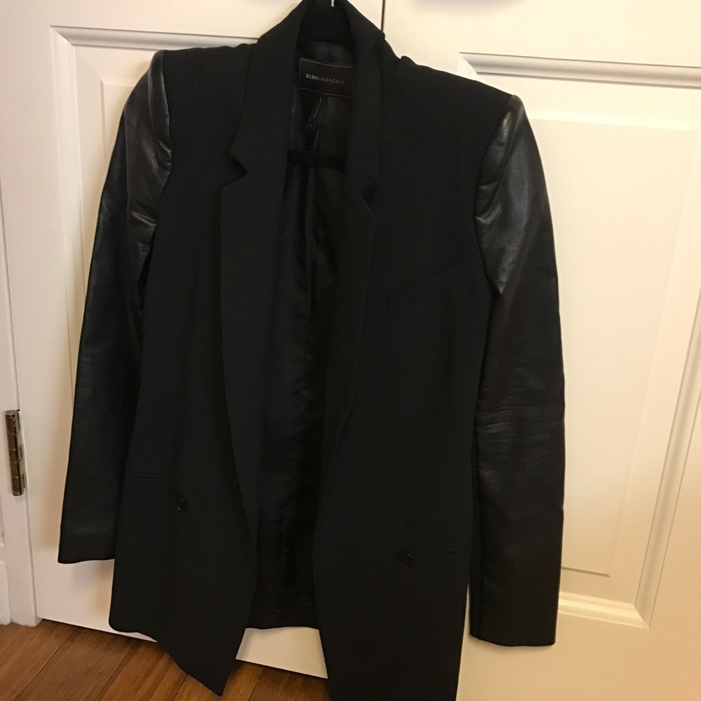 BCBG Blazer with leather sleeves